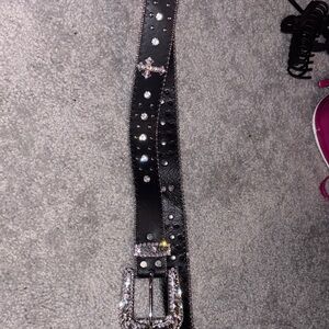 SHEIN Black Rhinestone Embellished Belt